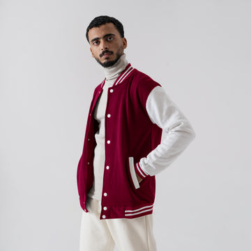 The Collegiate Varsity Jacket - Maroon & Cream