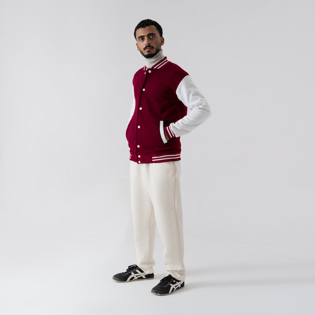 The Collegiate Varsity Jacket - Maroon & Cream