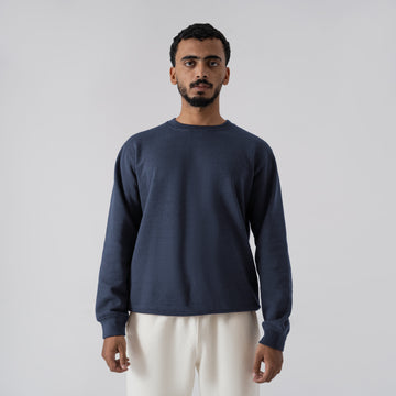 The 'Ocean' Textured Navy Crewneck Sweatshirt
