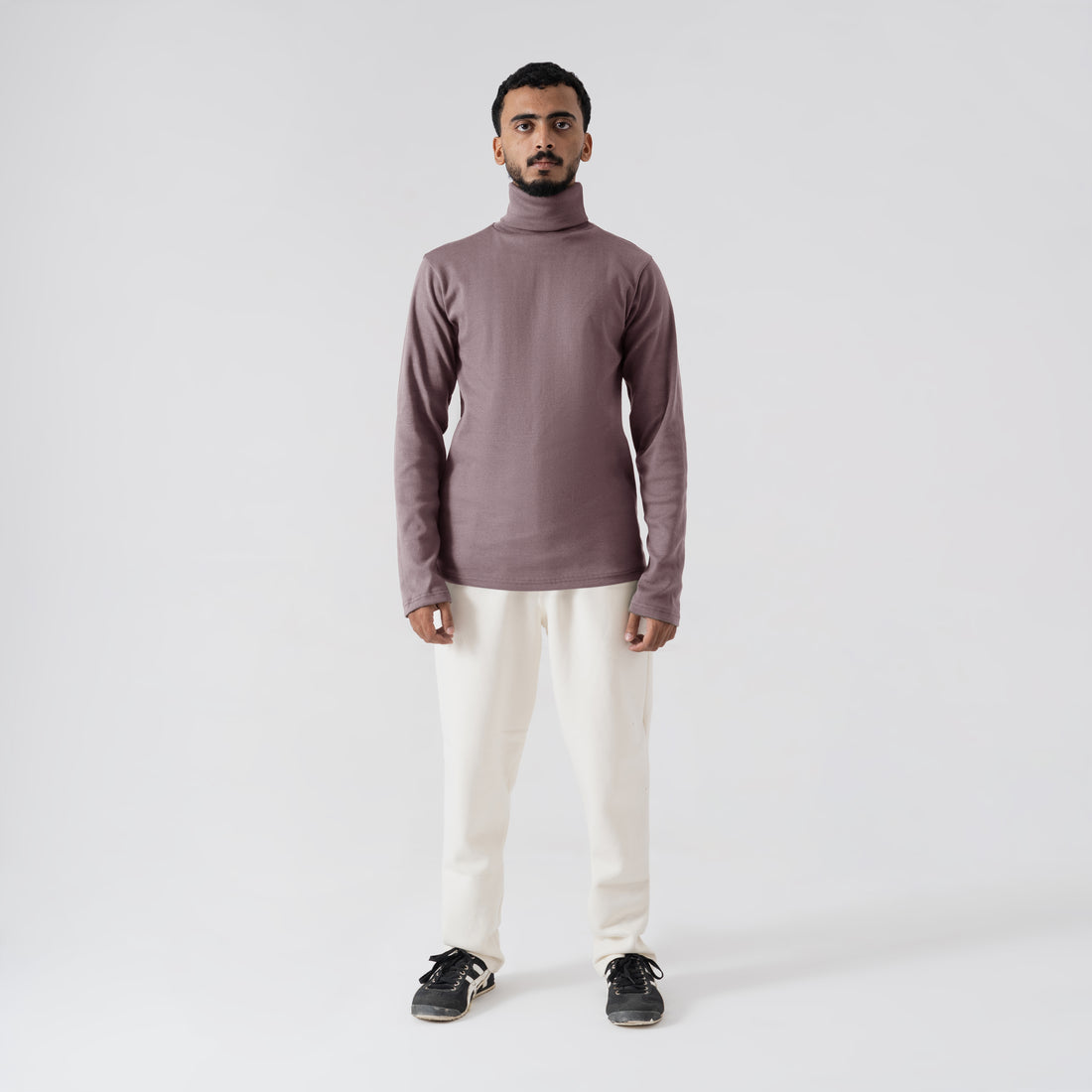 The Textured Mauve Turtleneck - Dusty Rose Knit