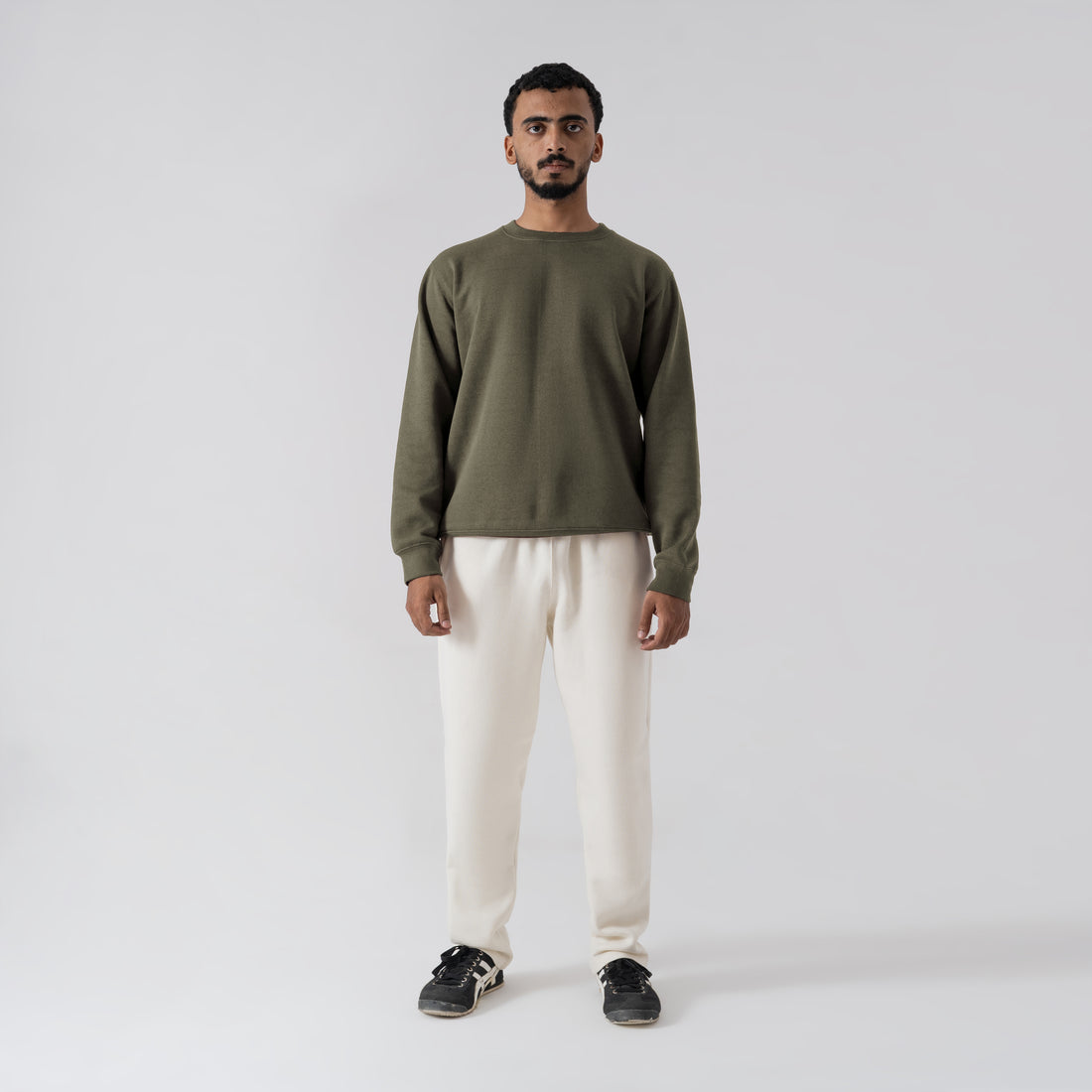 The 'Forest Floor' Textured Olive Crewneck Sweatshirt
