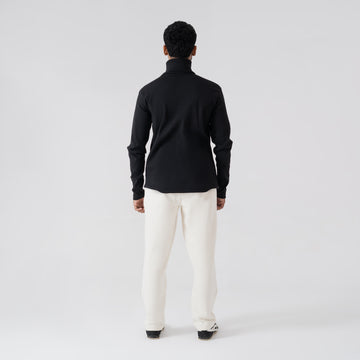 The 'Zenith' Black Textured Relaxed Turtleneck