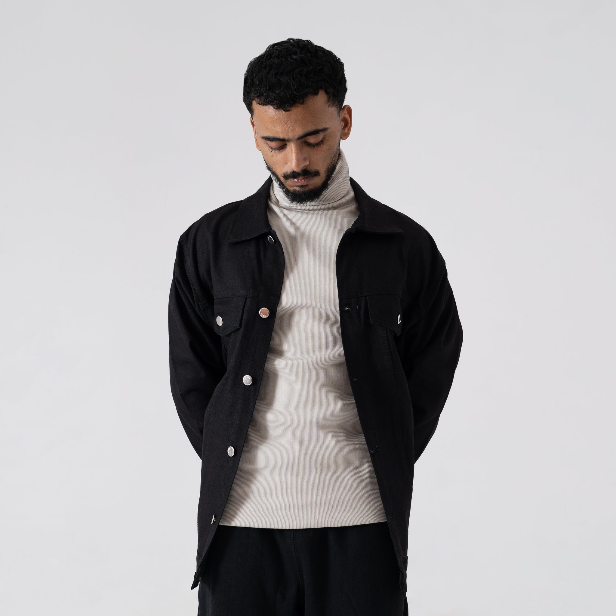 The 'Shadow' Relaxed Black Denim Overshirt/Jacket