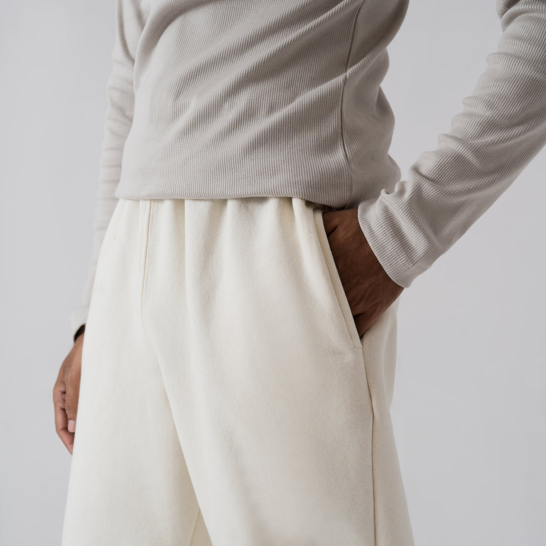 The 'Homestead' Cream Relaxed Fleece Trousers