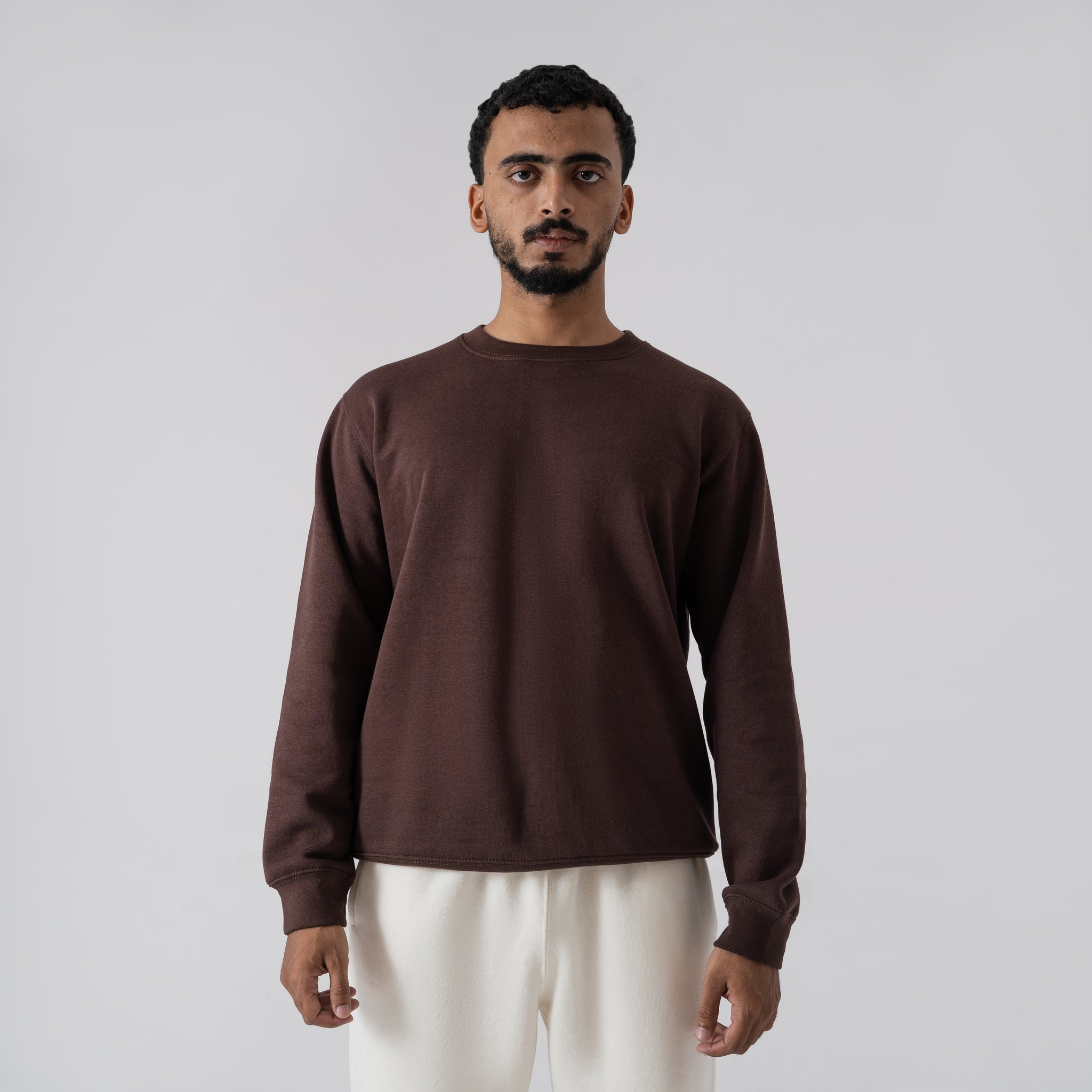 The 'Rich Earth' Chocolate Brown Textured Crewneck Sweatshirt