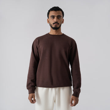 The 'Rich Earth' Chocolate Brown Textured Crewneck Sweatshirt